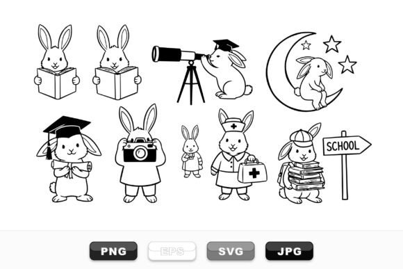 Cute Bunny Storybook Clipart Set