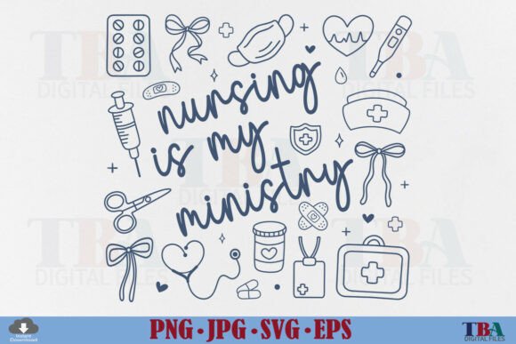 Preppy Nurse SVG: Nursing Is My Ministry