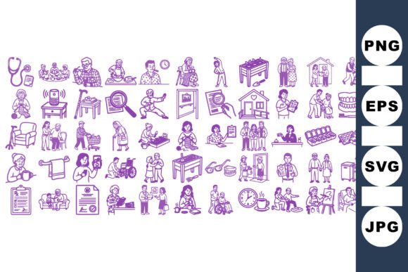 Senior Care Medical Icons Set